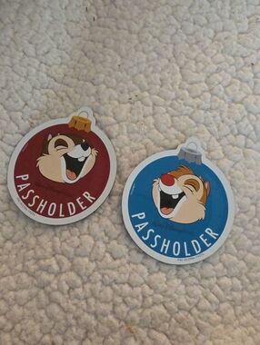 Passholder Chipmunk  Chip And Dale Holiday Ornament Magnets  - Red & Blue